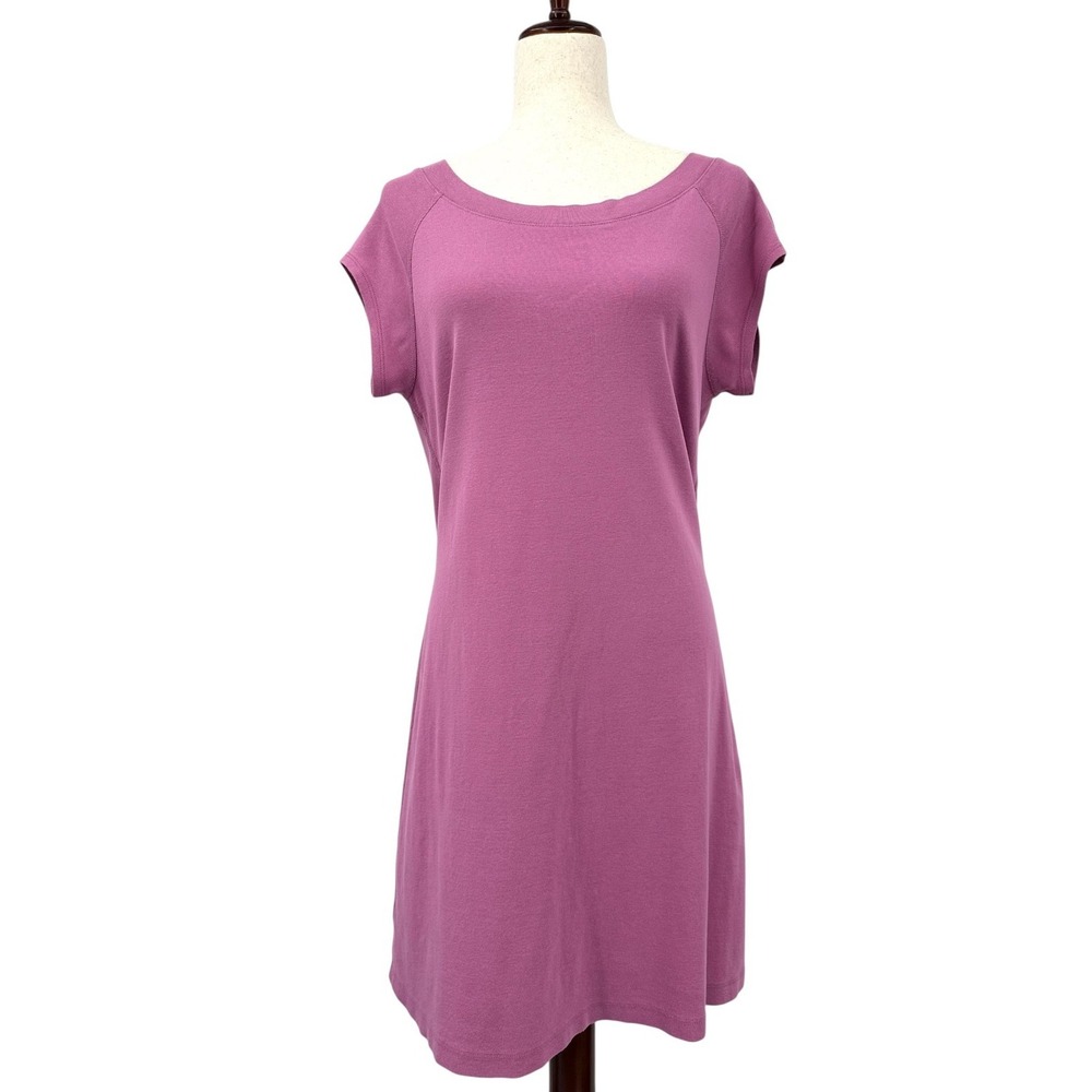 CHELSEA & THEODORE Orchid Purple Boatneck Cap Sleeve T-Shirt Dress Women's XL